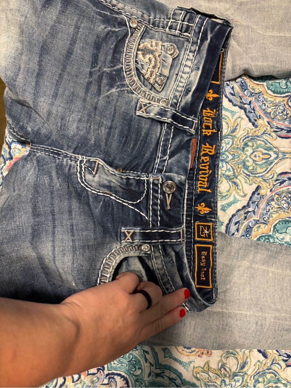 Rock Revival Women's Medium Wash Bootcut Jeans with Embroidered Waistband
